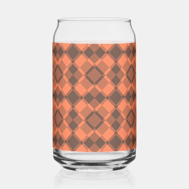 Coral Brown Checker Argyle Pattern Dosenglas (Vorderseite)