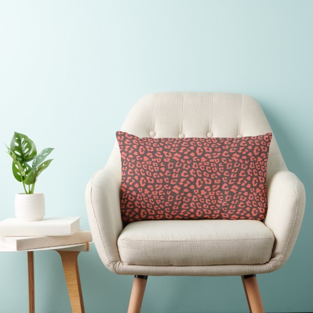 Coral Brown Leopard Print Lendenkissen (Stuhl )