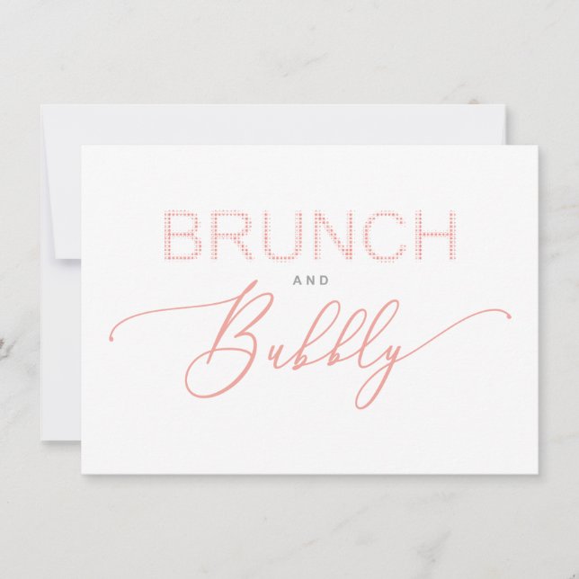 Coral Brunch  Bubbly Bridal Shower Typography (Vorderseite)