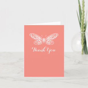 Coral Butterfly Bat Mitzvah Danke Karte