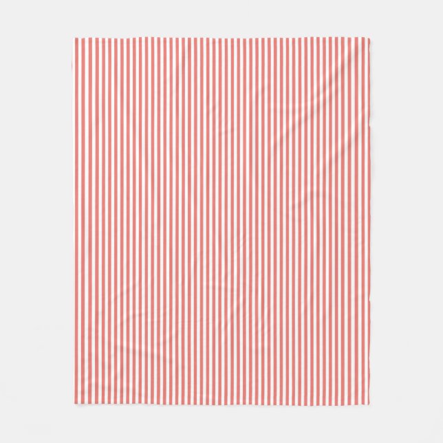 Coral Button Stripe Fleece Blanket (Vorderseite)