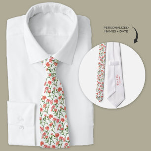Coral Carnation Neck Tie Krawatte