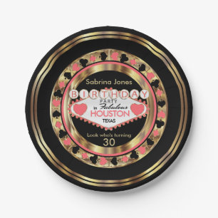 Coral Casino Poker Chip Geburtstagsparty Pappteller