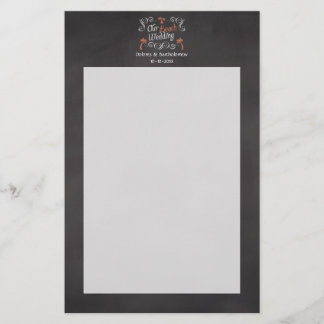 Coral Chalkboard Script Beach Wedding Briefpapier