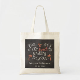 Coral Chalkboard Script Beach Wedding Tragetasche