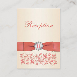Coral Champagne Floral Wedding Card Begleitkarte