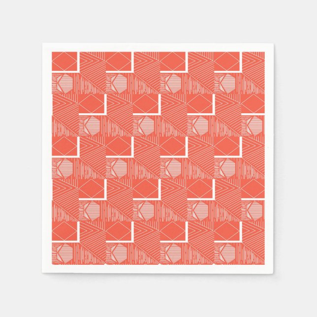 Coral Chic Mod Design Serviette (Vorderseite)