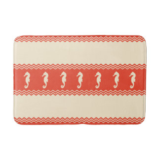Coral Coastal Seahorses Stripes Badematte