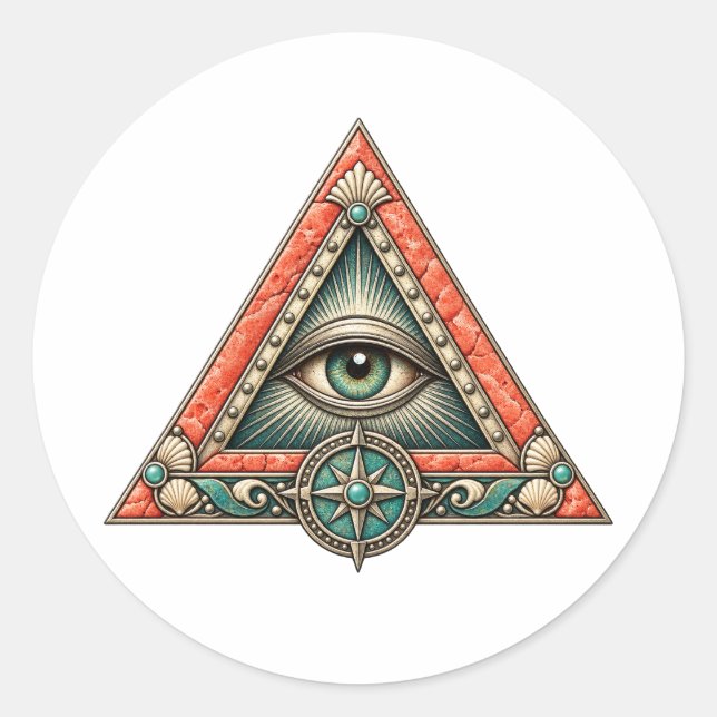 Coral Compass Eye Aufkleber (Vorderseite)