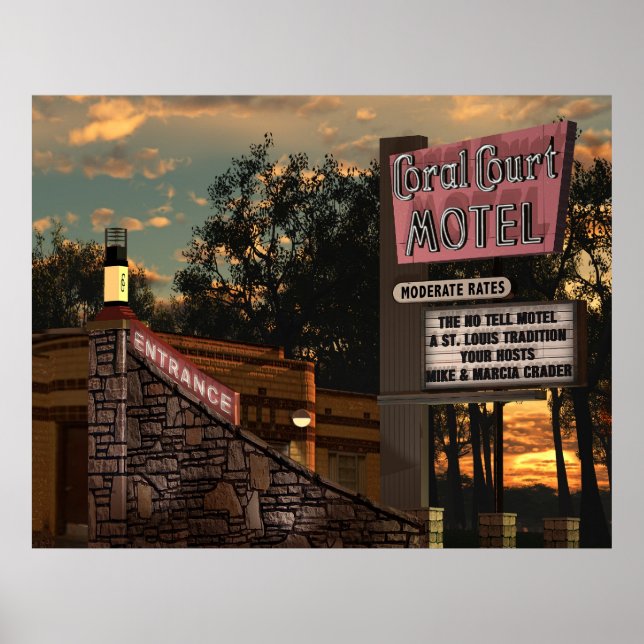 Coral Court Motel auf Route 66 Poster (Vorne)