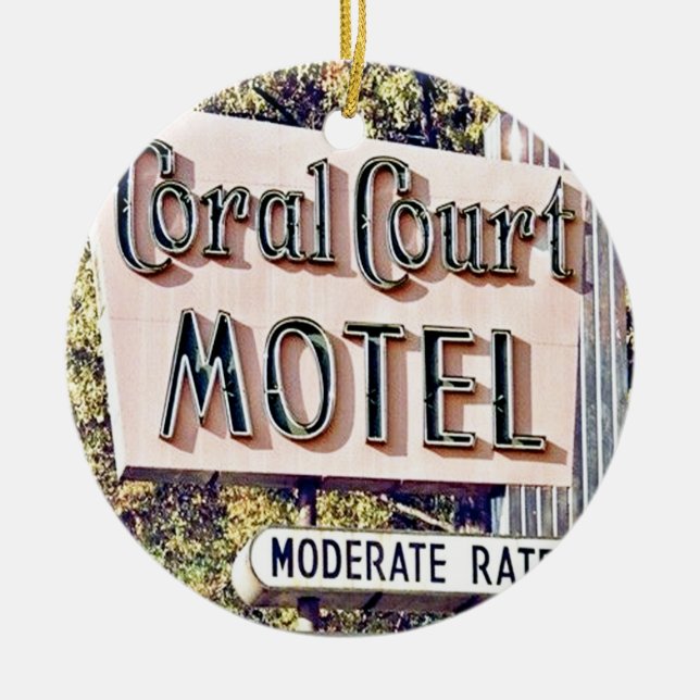 Coral Court Motel, St. Louis, Weihnachtsschmuck, Keramik Ornament (Vorne)