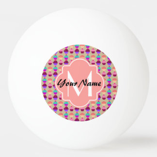 Coral Cupcake Personalisierter Name, benutzerdefin Tischtennisball