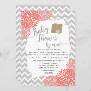 Coral Dahlia Floral Girl Baby Shower per Post Einladung