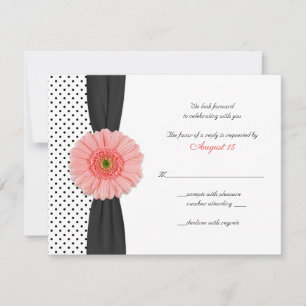 Coral Daisy Polka Dot Ribbon RSVP-Karte RSVP Karte