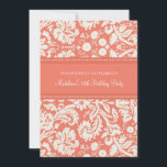 Coral Damask 70. Geburtstagsparty Einladungen<br><div class="desc">Individuelle 70. Geburtstagsparty Einladungen in eleganten pfirsichfarbenen Orangen-,  Creme- und Weiß-Klassikern Vintagen Blumenmotiven. Fügen Sie Ihren Namen und Ihre Party-Details für eine einzigartige und stilvolle Geburtstagsfeier-Einladung hinzu.</div>