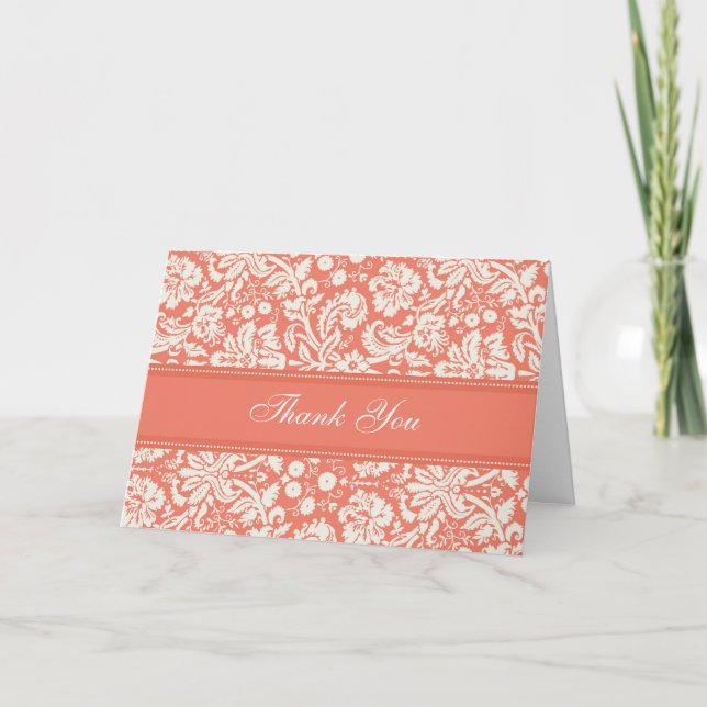 Coral Damask Baby Showherberge Danke (Vorderseite)