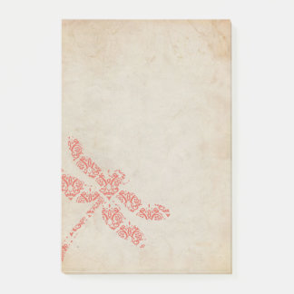 Coral Damask Dragonfly Hochzeit Post-it Klebezettel