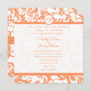 Coral Damask Einladung zur Hochzeit