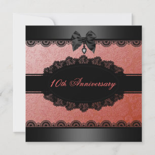 Coral Damask & Lace Hochzeitstag Einladung