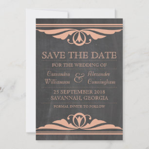 Coral Deko Chalkboard Save the Date einladen