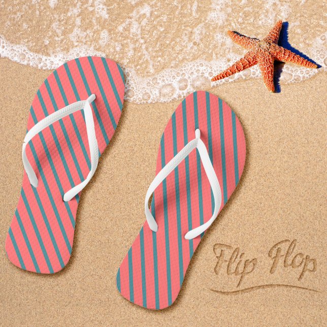 Coral Diagonal Streifen Flip Flops (Von Creator hochgeladen)