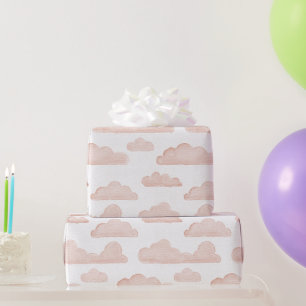 Coral Dreamtime Watercolor Clouds Wrapping Paper Geschenkpapier