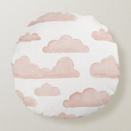 Coral Dreamtime Watercolor Wolken Rundkissen Rundes Kissen