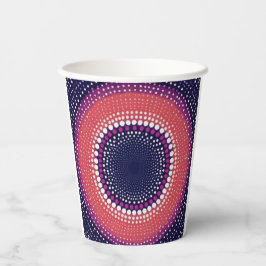 Coral, Eggplant, Magenta, Blue Kaleidoskop Dots Pappbecher
