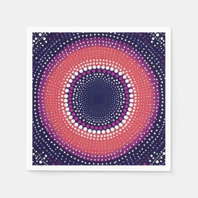 Coral, Eggplant, Magenta, Blue Kaleidoskop Dots Serviette (Vorderseite)