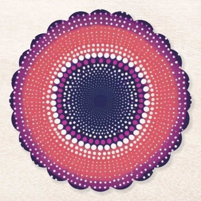 Coral, Eggplant, Magenta, Blue Kaleidoskop Dots Untersetzer (Vorderseite)