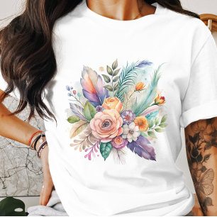 Coral Feather Bouquet T - Shirt