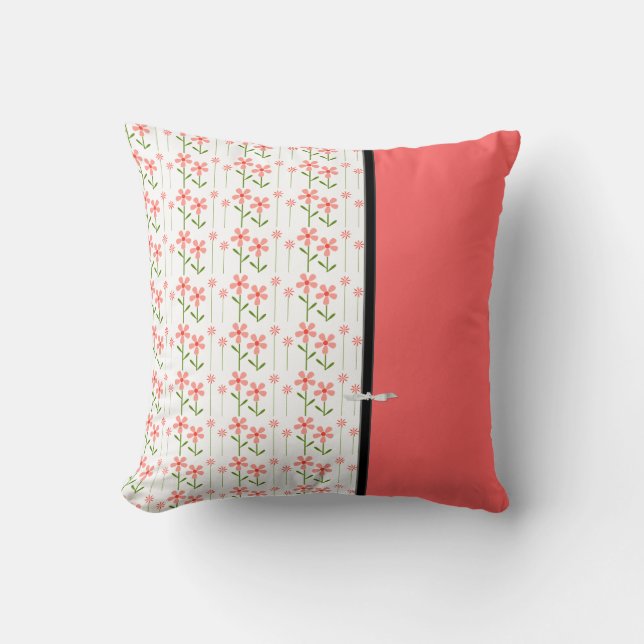 Coral Floral American MoJo Throw Kissen (Vorderseite)
