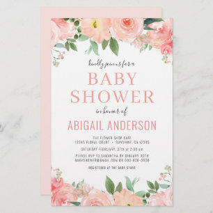 Coral Floral Baby Dusche Budget Einladung
