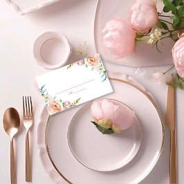 Coral Floral Boho Chic Watercolor Wedding Platzkarte