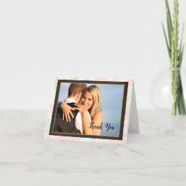 Coral Floral Foto Wedding Vielen Dank Dankeskarte