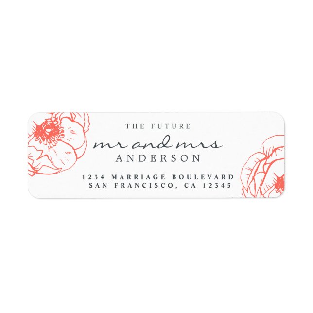Coral Floral Future Mr. Wedding Rücksendeadresse (Vorne)