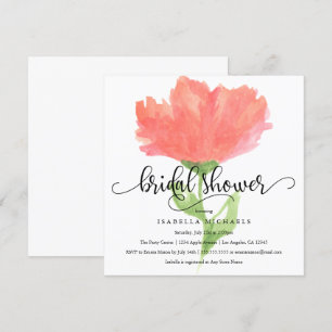 Coral Floral Watercolor Brautparty Einladung
