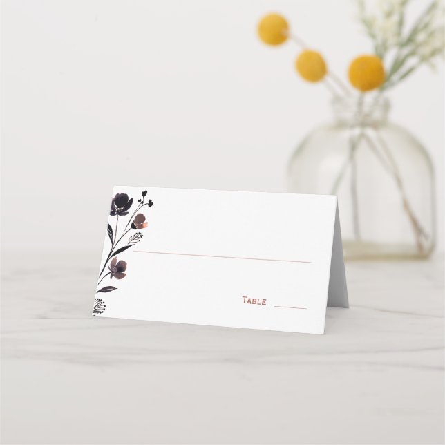 Coral Floral Wedding Platzkarte (Vorderseite)