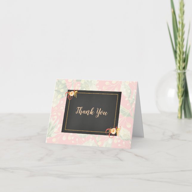 Coral Floral Wedding Vielen Dank Dankeskarte (Vorderseite)