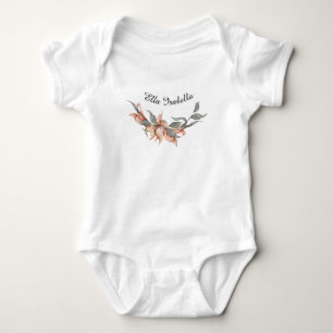 Coral Floral Wreath Personalisiert Name Baby Strampler
