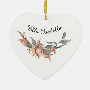 Coral Floral Wreath Personalisiert Name Keramik Ornament