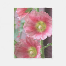 Coral Flower Hollyhocks Fleecedecke