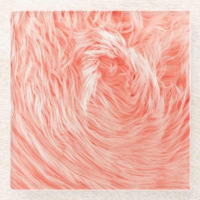 Coral Fluffy Fur: Trend 2019. Glasuntersetzer (Vorderseite)