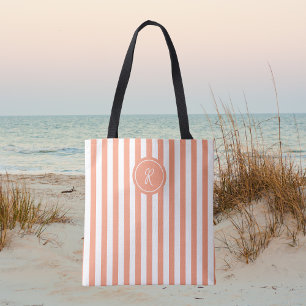 Coral French Beach Stripe Personalisiert Monogram