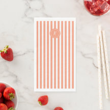 Coral French Beach Stripe Personalisiert Monogram