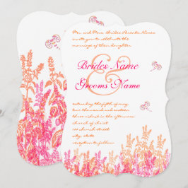 Coral & Fuchsia Blume Butterfly Wedites Einladung