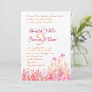 Coral & Fuchsia Blume Butterfly Wedites Einladung