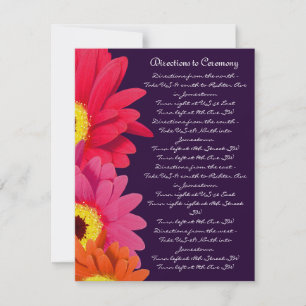 Coral Fuchsia Eggplant Gerber Daisy Direction Card Einladung