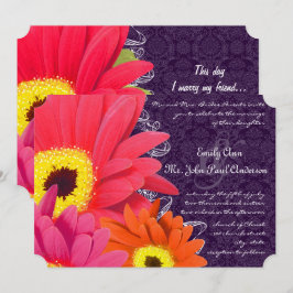 Coral Fuchsia Eggplant Gerber Daisy Wedding Einladung