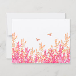 Coral & Fuchsia Wild Blume Bee Wedding RSVP Karte